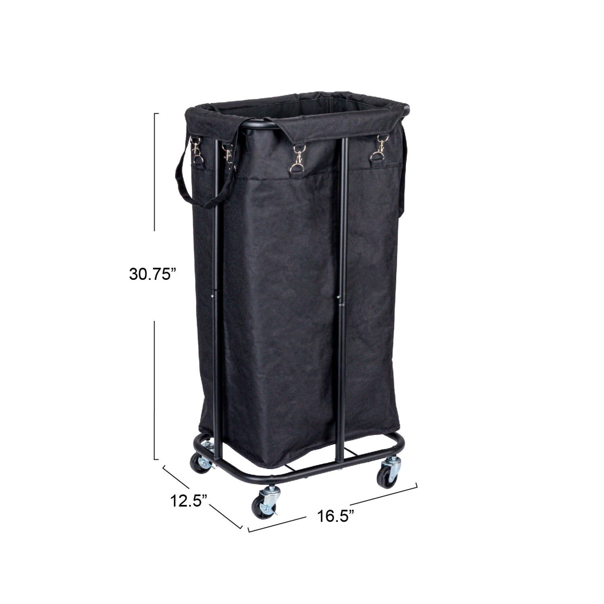 Household Essentials 30.5" Black Rolling Laundry Hamper